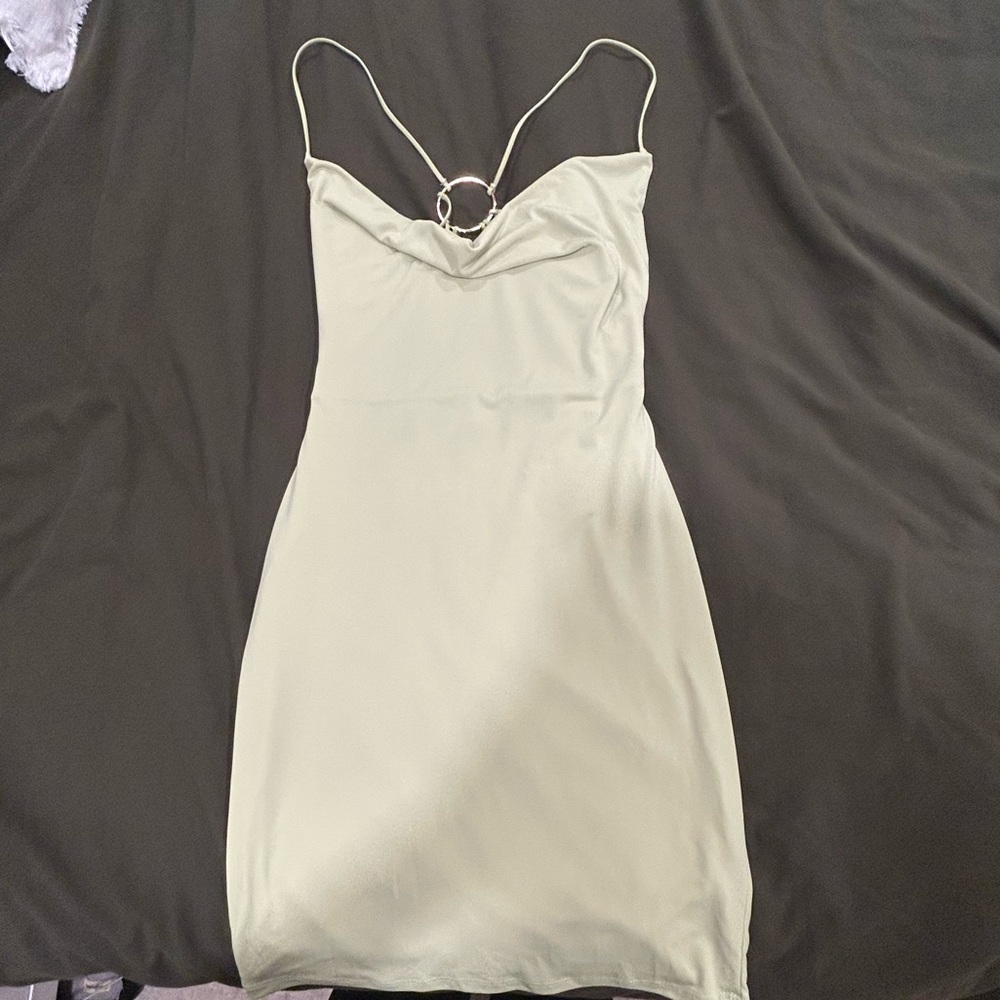 Muted Green Open Back Mini Dress